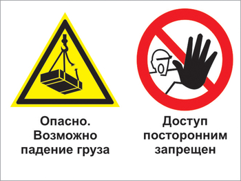 Кз 32 опасно - возможно падение груза. доступ посторонним запрещен. (пластик, 600х400 мм) - Знаки безопасности - Комбинированные знаки безопасности - Магазин охраны труда Протекторшоп